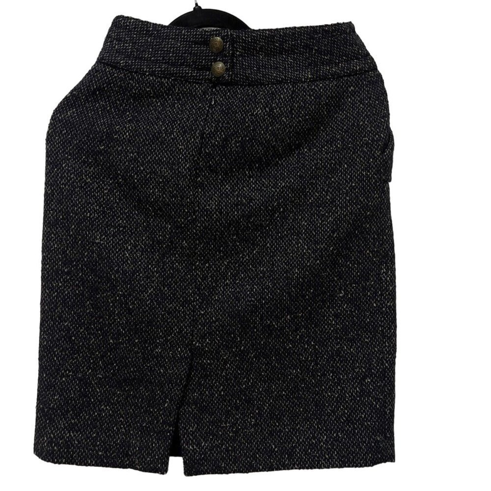 Women CABI Boss Casual Skirt  Black Gray Plaid  Size 4 Pre-Owned